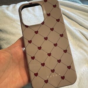 Burga Red Heart Pattern iPhone 15 Pro Max Case